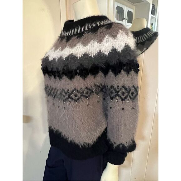 Sleeping on Snow Anthropologie cashmere blend fair aisle beaded sweater, gorgeou - Picture 8 of 15